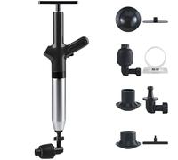 Kit de pompe déboucheur de canalisation, lot de 9 pièces, déboucheur à air comprimé avec plusieurs têtes de piston, poignée longue 25,8 in, pour WC, éviers, baignoires