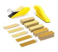 Kit de Ponçage manuel Micro Ponceuse avec 50 Feuilles de Papier Abrasif Papier a Poncer Carrosserie Ponçage Bloc de Ponçage Manuel carré 120 à 5000 Grain Papier de Verre pour Cale a Poncer Carrosserie