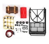 Kit de porte-bagages de toit RC 1/10, avec filet de rangement/lumière LED/bidon d'huile/décor de boîte en bois pour voiture sur chenilles SCX10 /90046/D90