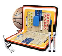Kit de porte-bloc pliable en cuir pour entraîneurs de basket-ball effaçables à sec avec stylo à base d'eau et gommes de rangement pliable pour l'entraînement
