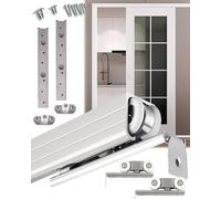 Kit de Porte Coulissante Dissimulée Avec Rail, Quincaillerie de Porte de Garage Argentée Pour Abri de Jardin/Chambre À Coucher,Rt de Suspension Pour Rail de Boîte/Color/80 Cm/31.5 Inch