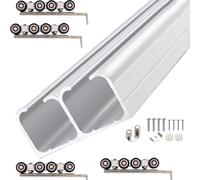 Kit de porte coulissante en alliage d'aluminium à double rail - Rail de plafond dissimulé pour portes de ferme/portes roulantes, coupables, capacité de 60 kg, longueur 140 cm