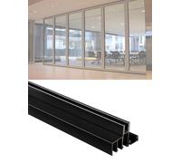 Kit de porte coulissante en verre : rail de guidage en aluminium à double canal, roulettes silencieuses pour armoire et bibliothèque