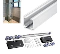 Kit de porte coulissante en verre sans cadre pour salle de bain, mécanisme de fermeture douce, matériel réglable pour portes de grange, montage supérieur, guide de porte simple, design élégant noir