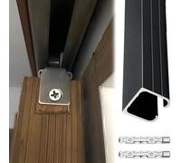 Kit de porte coulissante invisible, Kit de porte escamotable à fermeture douce, rail en aluminium 24 120 pouces, montage mural au plafond, noir et blanc(Black,96in/2438mm)