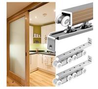 Kit de porte coulissante invisible, Rail de porte escamotable en aluminium, kit suspension à 8 roues, 30-50 mm, 100 kg, champagne 1,0 m-6, m(6m)