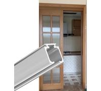 Kit de Porte Coulissante, Kit de Fermeture En Douceur Pour Porte Coulissante, Ensemble de Quincaillerie de Suspension Pour Rail de Montage Mural Pour Armoire Et Placard, Intérieur/Sier/54In/137.2Cm