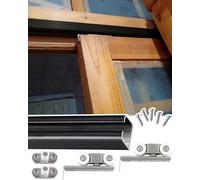 Kit de Porte Coulissante, Kit de Porte Coulissante de Grange Noire, Montage Par Le Haut, Ensemble de Quincaillerie Pour Porte Escamotable, Kit de Poulie Pour Porte Coulissante En Aluminium/268 Cm/105.