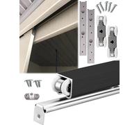 Kit de Porte Coulissante, Kit de Porte Coulissante de Grange, Rail de Porte Escamotable En Alumiet Quincaillerie, Ensemble de Roulettes, Rail de Suspension de Porte de Garage/Black/53Cm/21Inch