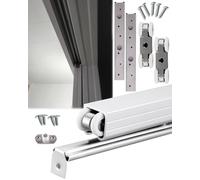 Kit de Porte Coulissante, Kit de Porte Coulissante de Grange, Rail de Porte Escamotable En Alumiet Quincaillerie, Ensemble de Roulettes, Rail de Suspension de Porte de Garage/Sier/53Cm/21Inch