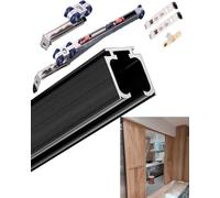 Kit de Porte Coulissante, Rail de Porte Escamotable, Kit de Fermeture En Douceur Pour Porte de Grange, Rails de Porte de Garage Au Plafond, Quincaillerie Pour Porte Coulissante/Black/12.6Ft/383Cm