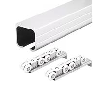 Kit de porte coulissante robuste - Rail et rouleau en aluminium pour portes de poche et de grange, disponible en tailles de 9,1 m à 0,6 m, parfait pour une utilisation en intérieur, fonctionnement
