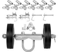 Kit de porte coulissante SucceBuy, 6 pouces de ferrures de porte roulante haute performance de type C, support de roue avec soutien pour deux roues, capacité de charge 600 lbs