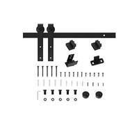 HOMCOM 200 CM Rail porte coulissante quincaillerie de porte coulissante kit de rail pour porte de grange simple en acier au carbone - noir