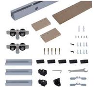 HOMCOM Kit complet de porte coulissante en bois quincaillerie système galandage pour porte épaisseur 35-45 mm charge max. 75 kg rail roulettes vis 200 x 3,05 cm brun