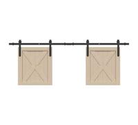 Kit de porte d'armoire coulissante en acier au carbone noir 152 cm avec rails, rouleaux silencieux, butées et joints pour portes 22-25 mm, quincaillerie meuble cuisine rangement