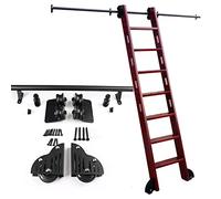 Kit de porte de grange coulissante, Kit de rail d'échelle de bibliothèque roulante, rail coulissant en acier au carbone pour entrepôt, rail d'échelle mobile (sans échelle)(500cm Kit de piste)