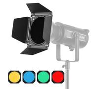 Kit de porte de grange solide pour réflecteur standard de 17,8 cm avec grille en nid d'abeille et 4 filtres de couleur
