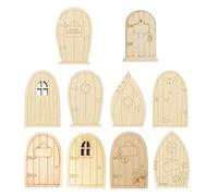 Kit de porte de jardin 10 pièces, porte d'elfe secrète sculptée à la main, petite miniature non peinte, porte miniature pour travaux manuels de peinture pour ,