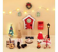 Kit de porte de lutin de 26 pièces - Accessoires complets avec lumière, sapin de Noël, renne, échelle et décoration miniature - Décoration de Noël parfaite pour porte de fée et porte d'elfe