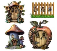 Kit de Porte Fée | Décor Miniature en Bois - 3 Pièces Portes de Maison de Conte de Fées,pour Mur Fenêtre Étagère Chambre Salon Salle de Jeux Intérieur Extérieur Patio