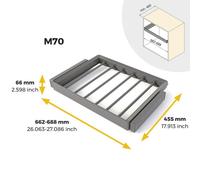 Emuca - Kit de porte-pantalon à 7tringles et rack ajustable Quartz pour armoires, glissières extension totale et à fermeture douce, Module 70cm, Finition Titane