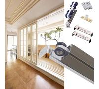 Kit de portes coulissantes à fermeture amortie 2,5 m Système de rails en aluminium robuste pour portes de poche Idéal pour balcon et salon Kit complet de quincaillerie