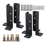 Kit de poste de pont - Stabilisateur de base de sol recouvert de rouille pour colonnes en bois, pied de montage en métal noir - Cadre de clôture - Matériel de fixation durable pour terrasse, balcon