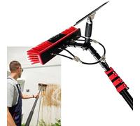 Kit de poteaux alimentés en Eau avec Brosse télescopique alimentée en Eau, Poteau de Brosse de Nettoyage de vitres, Brosse de Lavage de Voiture,avec Tuyau d'alimentation en Eau de 20m(20FT)