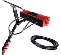 Kit De Poteaux Alimentés en Eau avec Raclette, Brosse Télescopique Alimentée en Eau 3,6 M-10,8 M, pour Le Nettoyage des Fenêtres, Panneaux Solaires, Panneaux Photovoltaïques, 36FT/10.8M