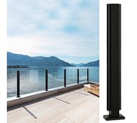 Kit de poteaux de garde-corps en métal noir et verre for terrasses, balcons, escaliers - Taille personnalisée, acier inoxydable 304,(Black Mid Post,100cm)