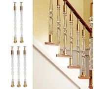 Kit de poteaux garde-corps ronds transparents à fixer au sol, tiges rampe d'escalier intérieures et balustrades terrasse extérieures(5 Pcs,90cm(35 3/8"))