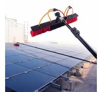 Kit de poteaux télescopiques alimentés en eau avec brosse de nettoyage pour panneau solaire, tuyau d'arrosage de 20 m et tête de brosse rotative à 180° pour le nettoyage extérieur du toit et des