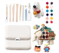 Kit de poterie DIY pour débutants, contient 1 kg d'argile sèche à l'air, kit de poterie pour adultes, enfants, pour la maison, convient pour façonner différents projets de bricolage