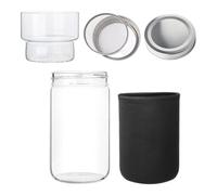 Kit de pots de germination de semences, 760 ml à large ouverture avec couvercle en acier inoxydable, avec plateau, chiffons d'ombrage, pour faire des , brocoli, luzerne, germes de haricot mungo