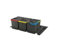 Emuca - Poubelles pour tiroir, compartiments de recyclage avec base à couper, Kit de bacs hauteur 266mm avec base 90cm