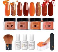 Kit de poudre à ongles 10 pièces 4 couleurs avec activateur de base/top coat kit pour ongles à faire soi-même orange