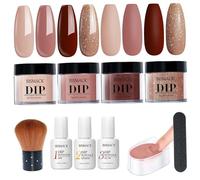 Kit de poudre à ongles 10 pièces 4 couleurs avec activateur de base/top coat kit pour ongles à faire soi-même marron