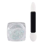Kit de poudre à ongles chromée avec perles blanches, pigments chromés scintillants, poussière de manucure, décoration irisée, pigment de sirène, artisanat en résine (1#) (Poudre de brocart nuage