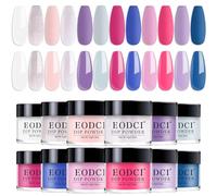 Kit de poudre à tremper pour ongles Eodci 12 couleurs, rose vif, bleu, violet et blanc, pour une manucure pailletée nude scintillante à faire soi-même au quotidien.