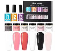 Kit de poudre à tremper pour ongles Set paillettes art des extension d français avec Base Top Coat Activator Pas lampe LED nécessaire Facile utiliser faire soi-même la maison les débutants