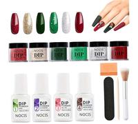 Kit de poudre de trempage pour ongles, 6 couleurs, kit poudre trempage pour ongles en acrylique avec base, top coat, activateur, liquide, économiseur brosse pour manucure, bricolage, salon d