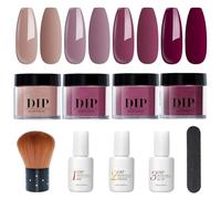 Kit de poudre de trempage pour ongles, kit trempage poudre pour ongles, 10 pièces/ensemble liquide 4 couleurs avec activateur base et couche finition pour salon manucure d'art