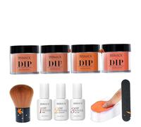 Kit de poudre de trempage pour ongles, poudre trempage, Kit d'ongles 10 pièces/ensemble, 4 couleurs avec activateur base/couche finition, kits pour bricolage, Orange