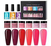 Kit de poudre pour ongles trempés avec base top coat et activateur pas lampe à LED nécessaire Ensemble paillettes art des extension d français bricolage Idéal les débutants