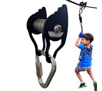 Kit de poulie tyrolienne pour slacklines | Poulle en Acier de à Ligne éclair avec 6 Rouleaux | Installation Facile Facile Strong Chargement Accessoires à tyrolienne pour garçons, Filles, enf