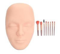 Kit de pratique de maquillage pour le visage, 8 pièces, 3D réaliste, complet, pinceau de maquillage, mannequin réutilisable, outil de pratique cosmétique pour débutants (Peau claire)