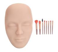 Kit de pratique de maquillage pour le visage, 8 pièces, 3D réaliste, complet, pinceau de maquillage, mannequin réutilisable, outil de pratique cosmétique pour débutants (Couleur de peau moyenne)