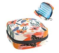 Kit de première période abstrait dessiné à la main avec motif de fleurs et feuilles pour filles, protège-slips tampon, porte-serviettes hygiéniques avec fermeture éclair, organiseur de sac de