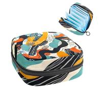 Kit de première période abstrait dessiné à la main pour filles, porte-serviettes hygiéniques, porte-serviettes hygiéniques avec fermeture éclair